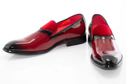 Men's Burgundy And Black Patent Leather Slip-On Dress Loafer