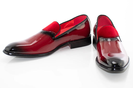 Men's Burgundy And Black Patent Leather Slip-On Dress Loafer