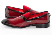 Men's Burgundy And Black Patent Leather Slip-On Dress Loafer
