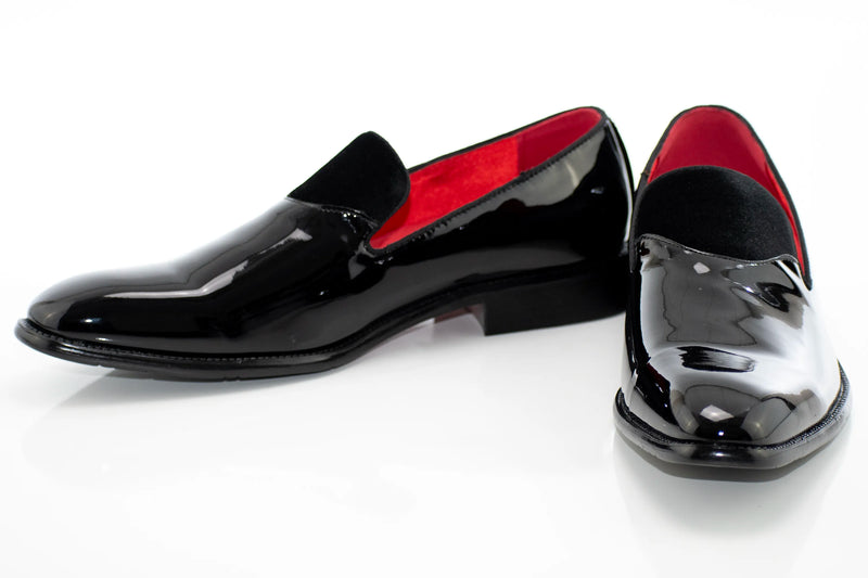 Black Patent Leather and Velvet Loafer