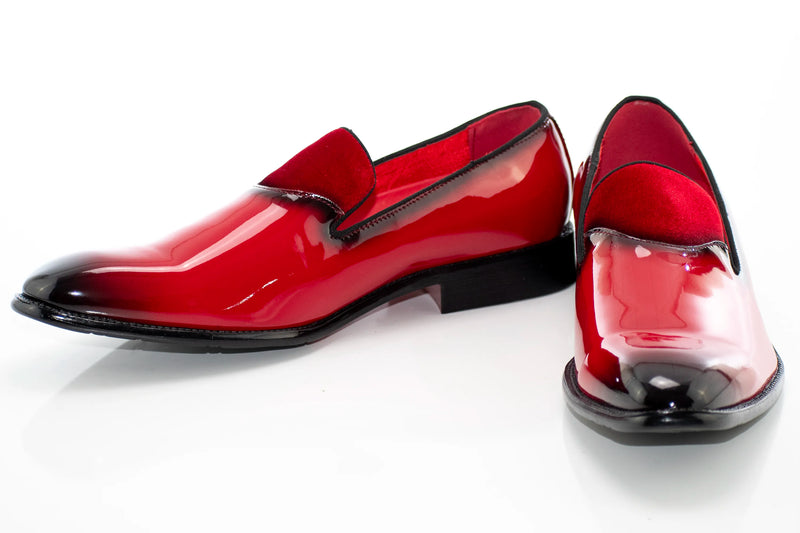 Red Patent Leather and Velvet Loafer