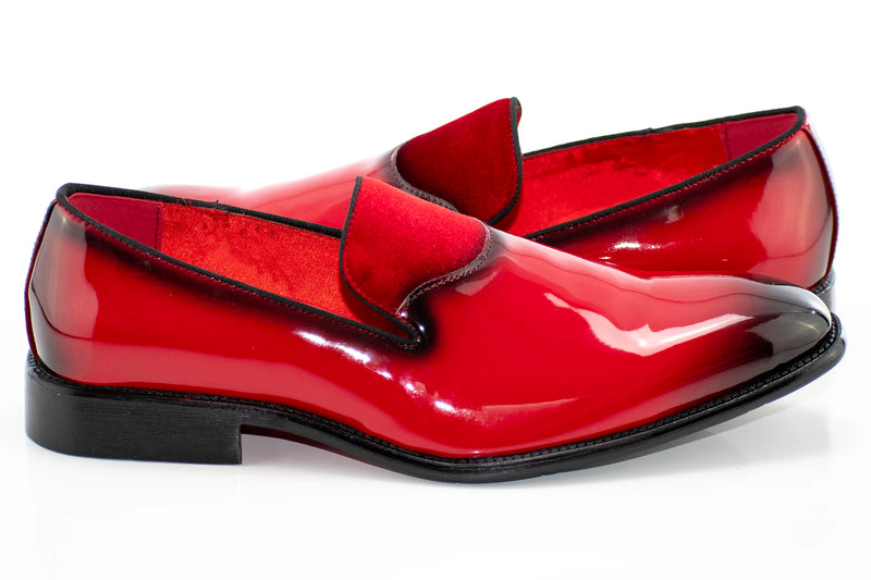 Red Patent Leather and Velvet Loafer