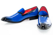 Royal Blue Patent Leather and Velvet Loafer