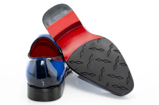 Royal Blue Patent Leather and Velvet Loafer