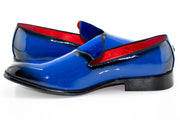 Royal Blue Patent Leather and Velvet Loafer
