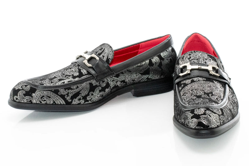 Black with Silver Paisley Bit Loafer