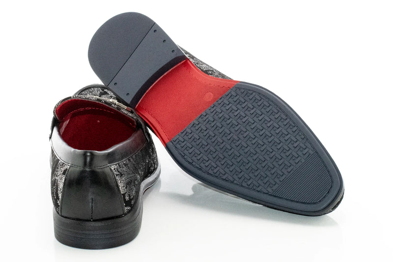 Black with Silver Paisley Bit Loafer