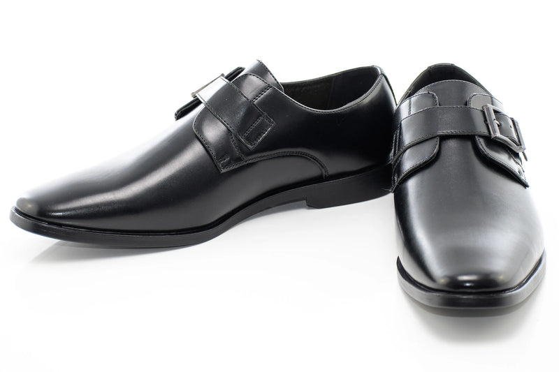 Wide Plain Toe Buckle Dress Loafer