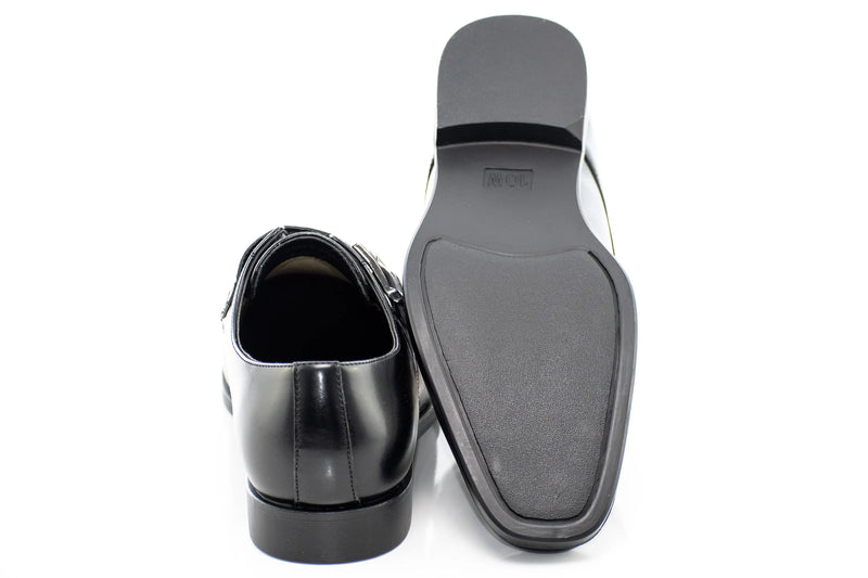 Wide Plain Toe Buckle Dress Loafer