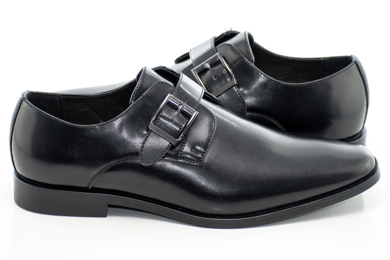 Wide Plain Toe Buckle Dress Loafer