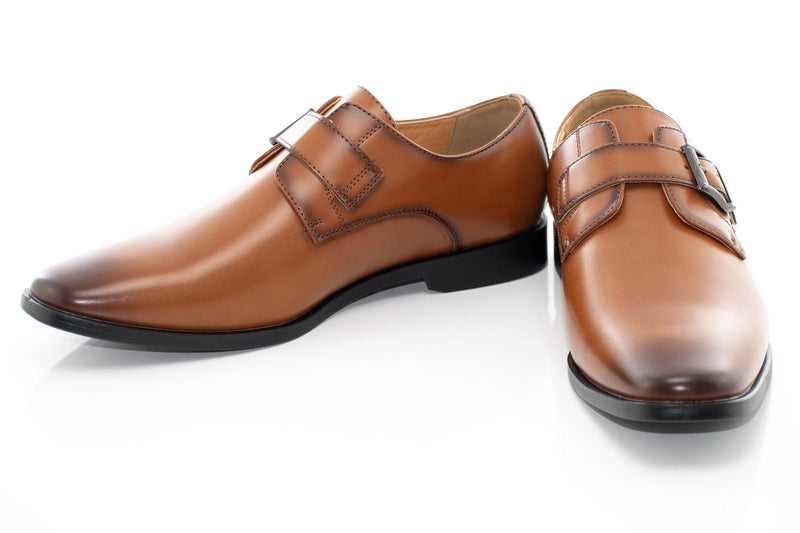 Wide Plain Toe Buckle Dress Loafer
