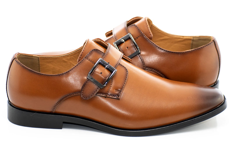 Wide Plain Toe Buckle Dress Loafer