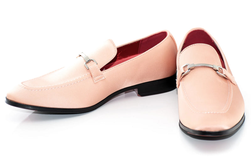 Blush Satin Apron-Toe Bit Loafer