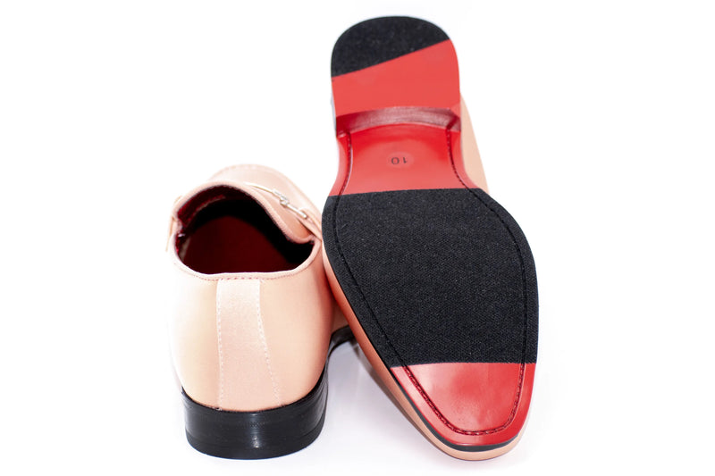 Blush Satin Apron-Toe Bit Loafer