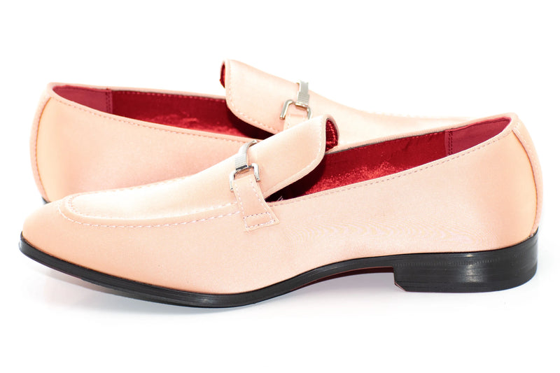 Blush Satin Apron-Toe Bit Loafer