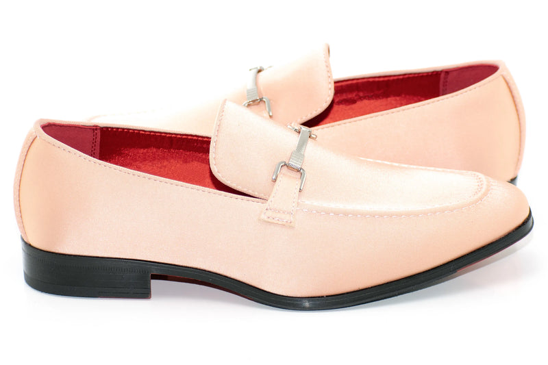 Blush Satin Apron-Toe Bit Loafer