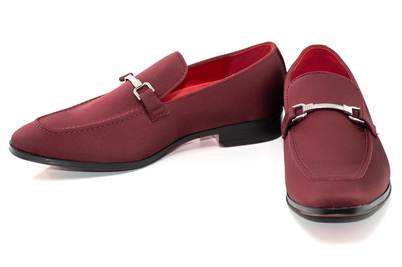 Burgundy Satin Apron-Toe Bit Loafer