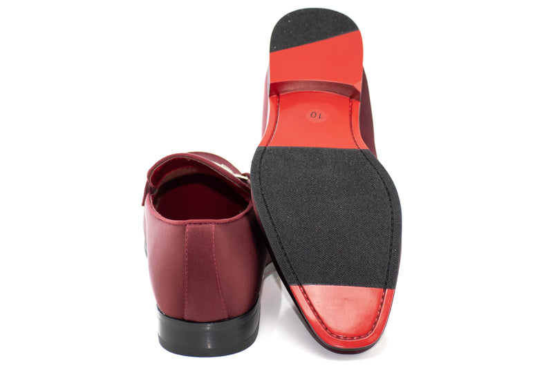Burgundy Satin Apron-Toe Bit Loafer