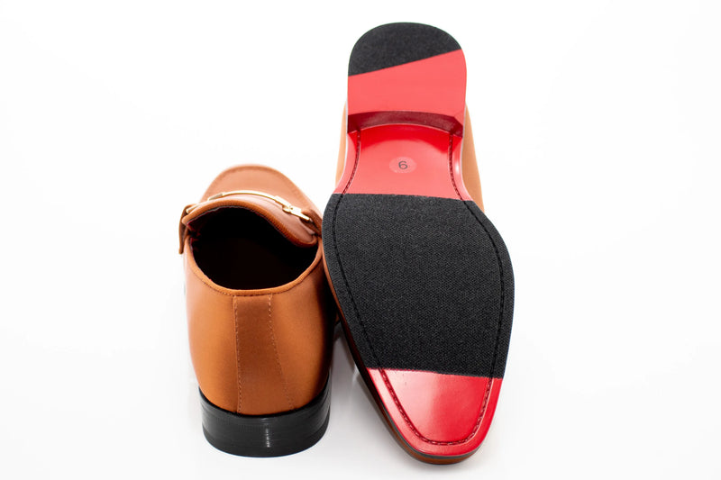 Cognac Satin Apron-Toe Bit Loafer