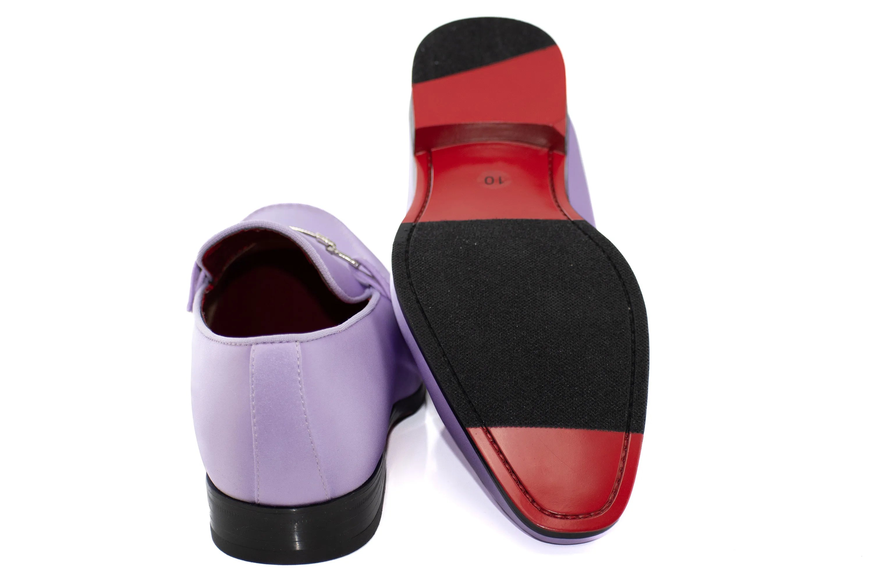 Lilac Satin Apron-Toe Bit Loafer