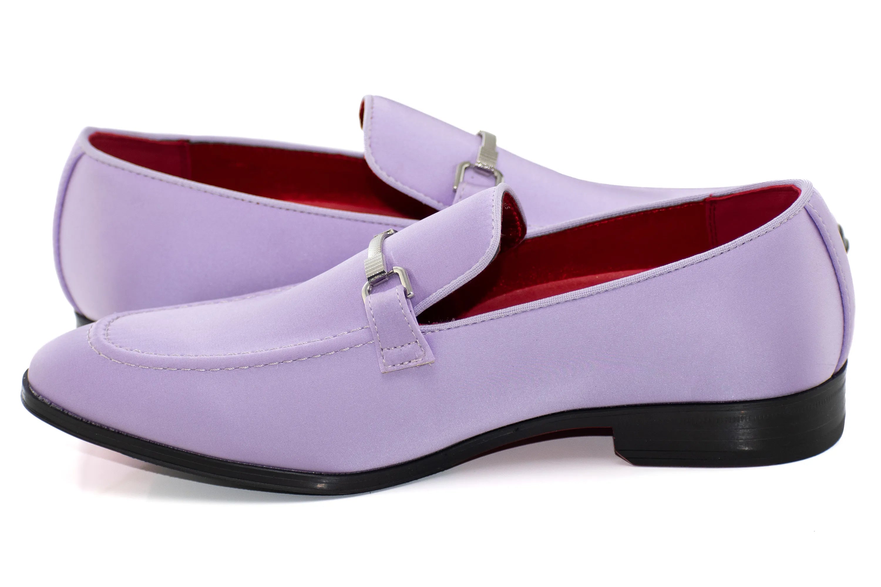 Lilac Satin Apron-Toe Bit Loafer