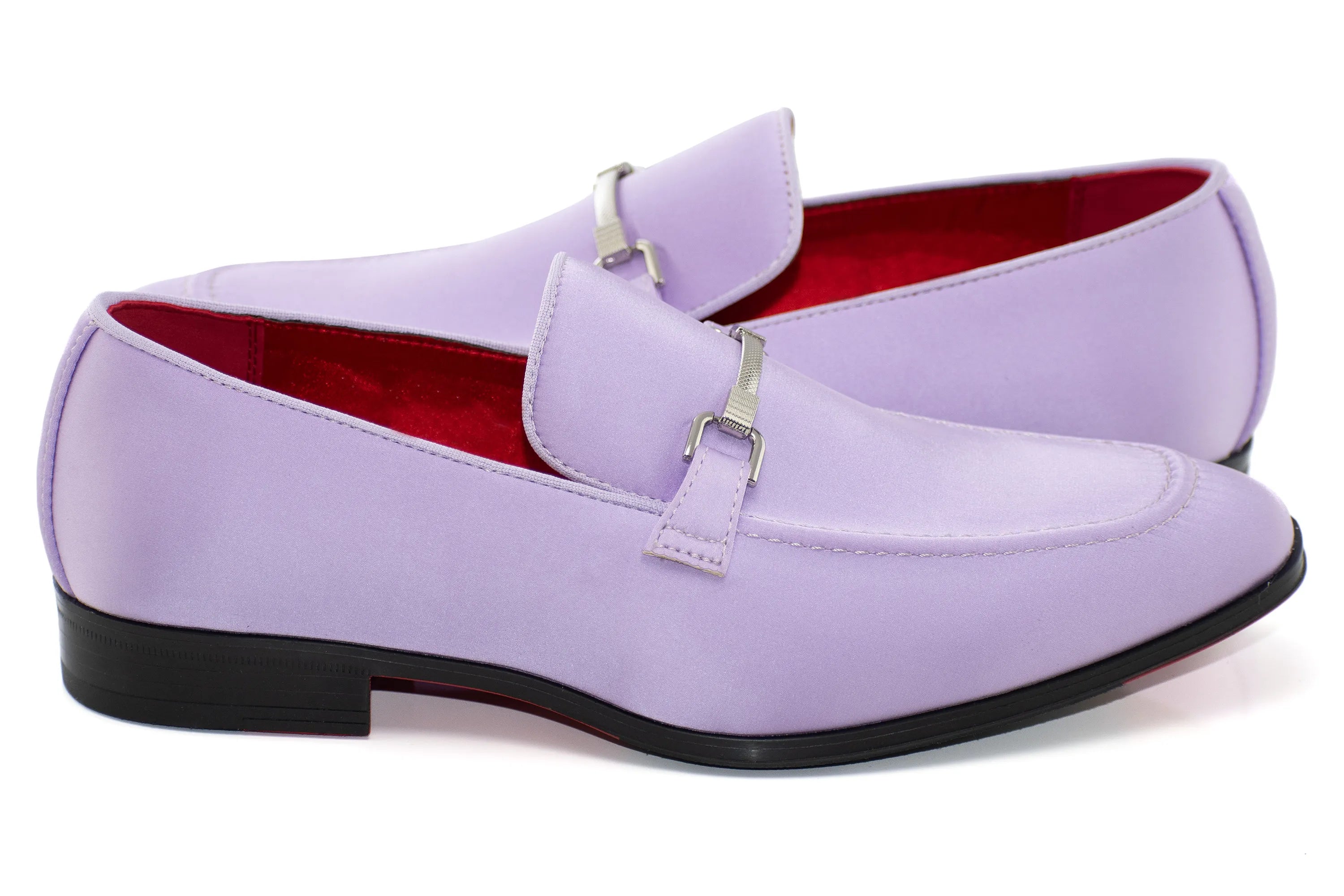 Lilac Satin Apron-Toe Bit Loafer