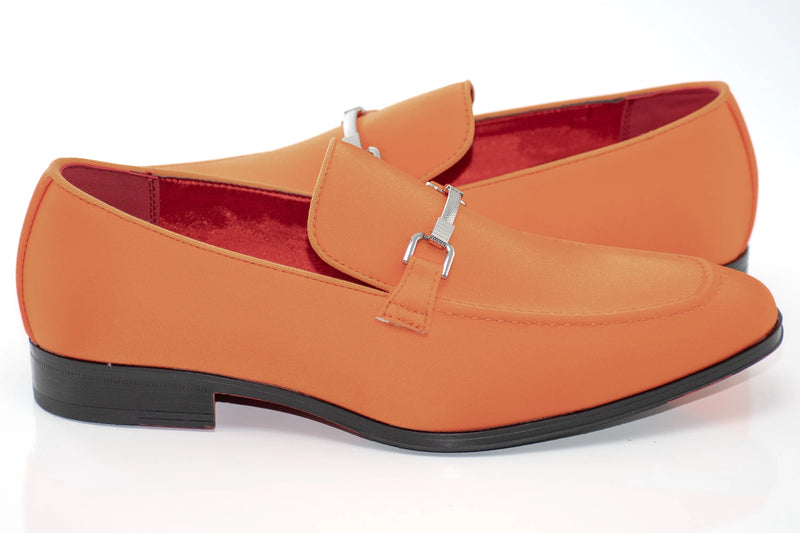 Orange Satin Apron-Toe Bit Loafer