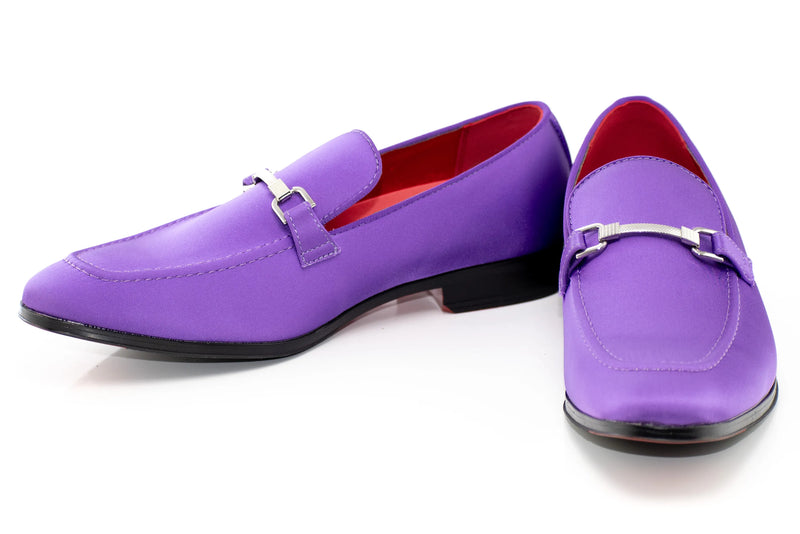 Purple Satin Apron-Toe Bit Loafer