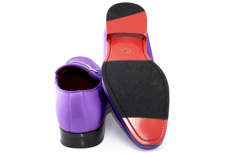 Purple Satin Apron-Toe Bit Loafer