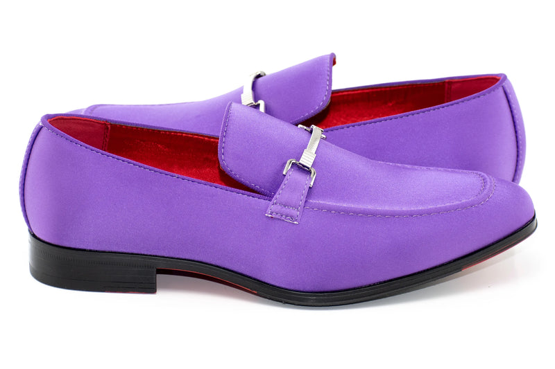 Purple Satin Apron-Toe Bit Loafer