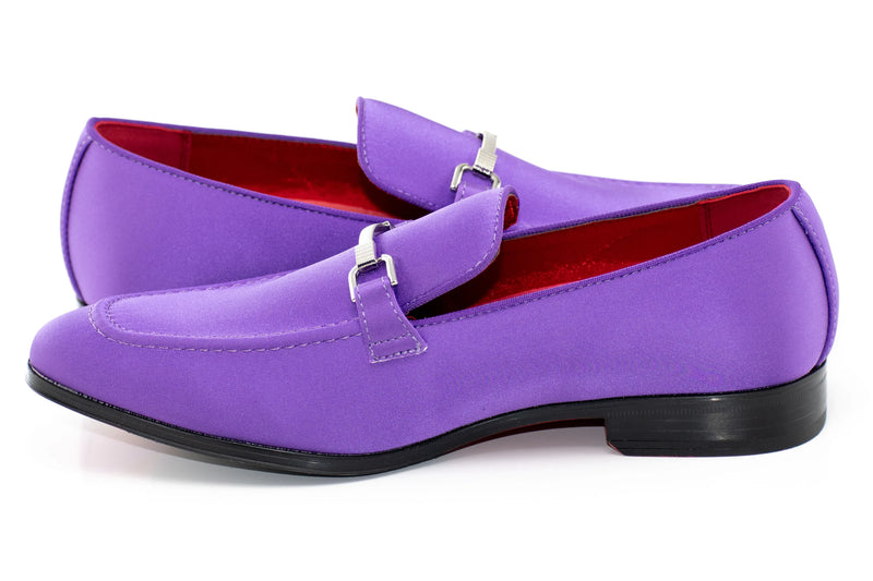 Purple Satin Apron-Toe Bit Loafer
