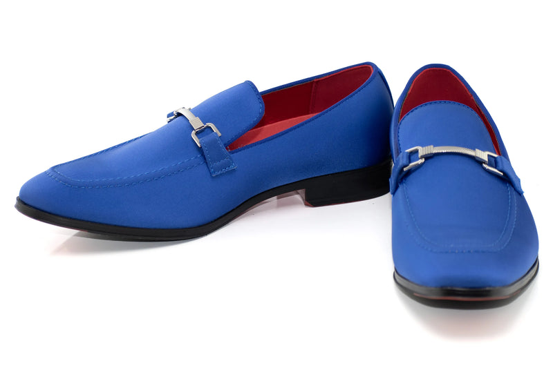 Royal Blue Satin Apron-Toe Bit Loafer