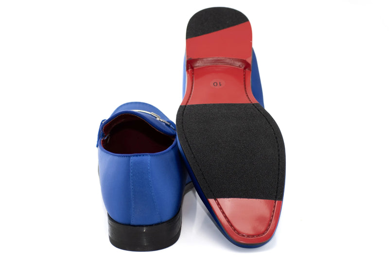 Royal Blue Satin Apron-Toe Bit Loafer