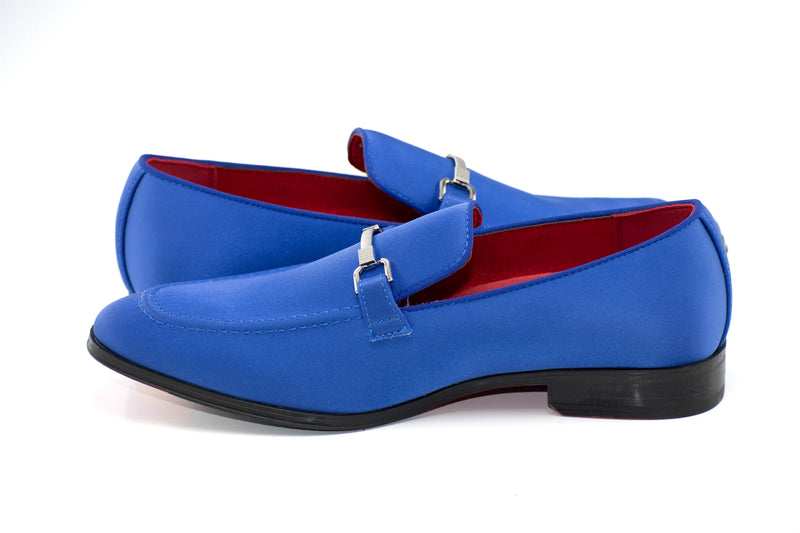 Royal Blue Satin Apron-Toe Bit Loafer