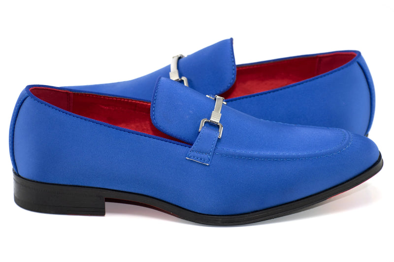 Royal Blue Satin Apron-Toe Bit Loafer
