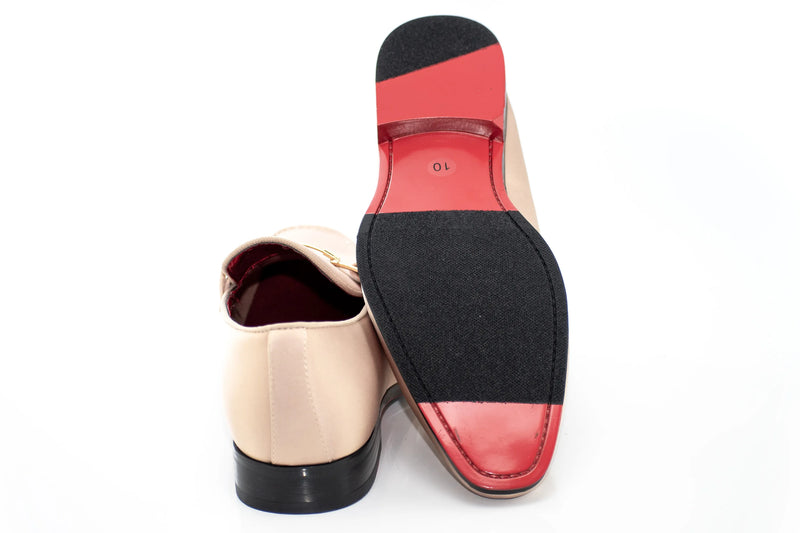Champagne Satin Apron-Toe Bit Loafer