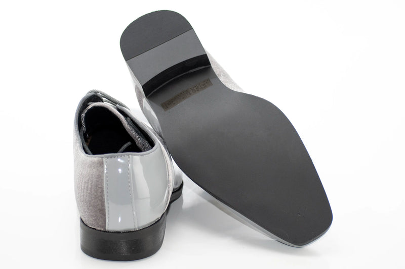 Gray Velvet and Patent Leather Lace-Up