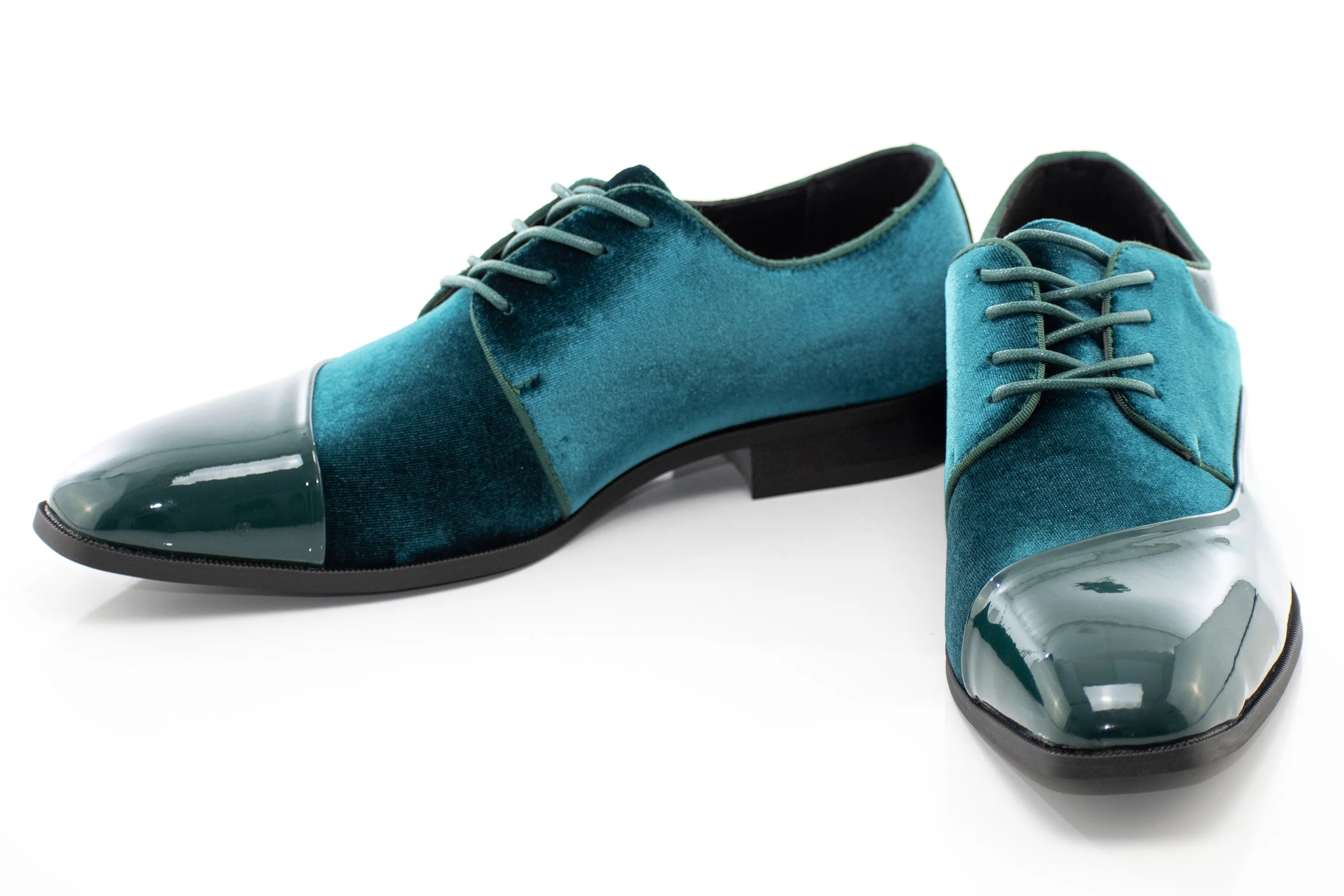 Hunter Green Velvet and Patent Leather Lace-Up