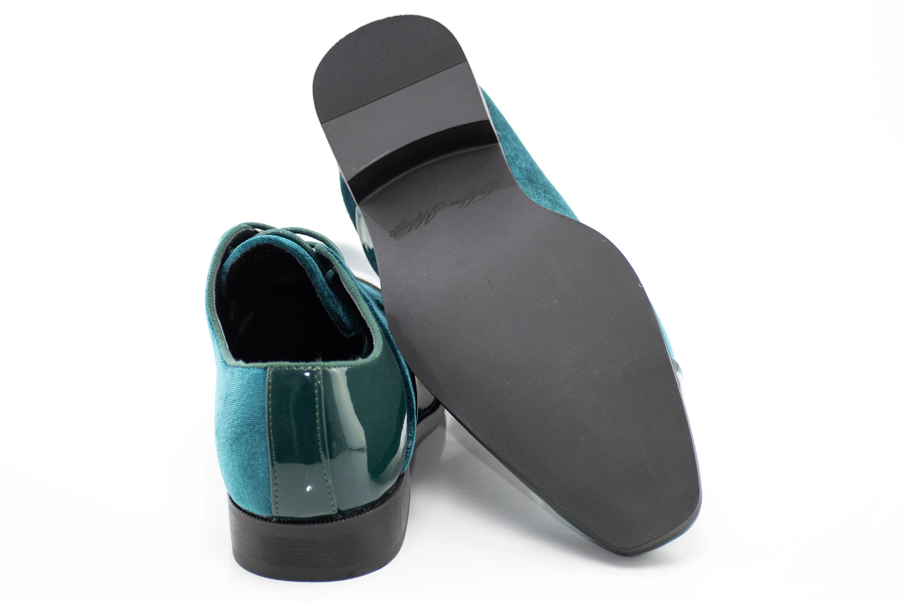 Hunter Green Velvet and Patent Leather Lace-Up