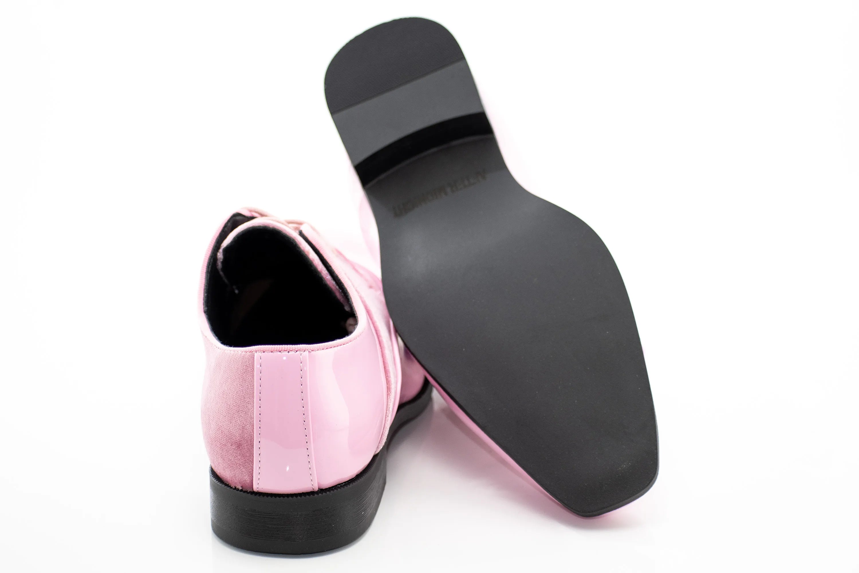 Light Pink Velvet and Patent Leather Lace-Up