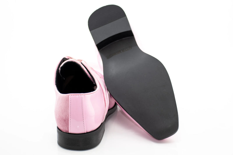 Light Pink Velvet and Patent Leather Lace-Up