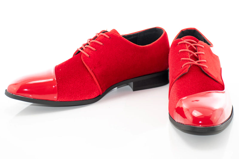 Red Velvet and Patent Leather Lace-Up