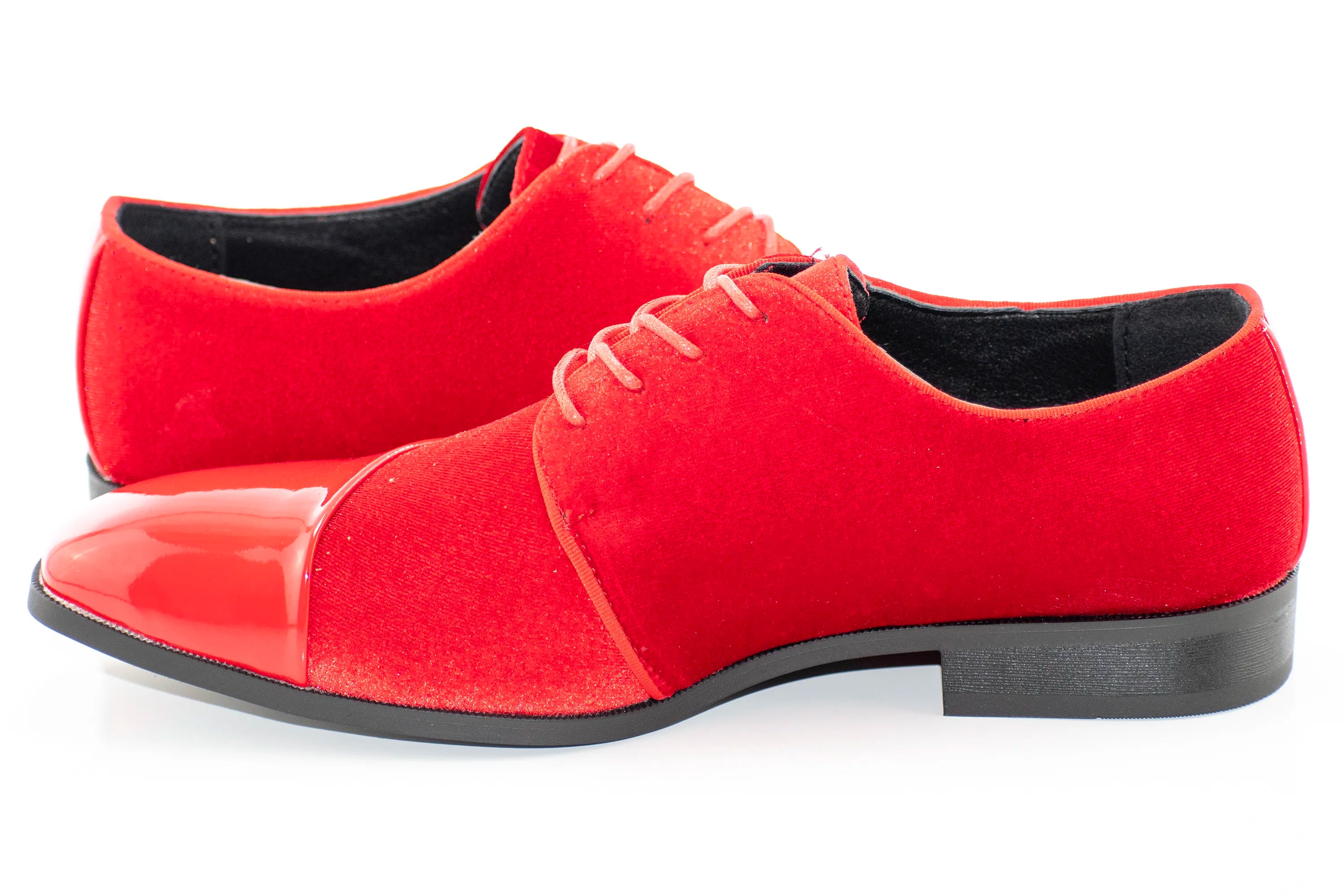 Red Velvet and Patent Leather Lace-Up