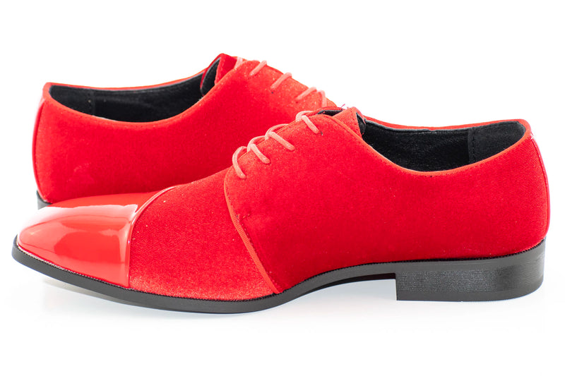 Red Velvet and Patent Leather Lace-Up