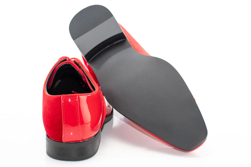 Red Velvet and Patent Leather Lace-Up