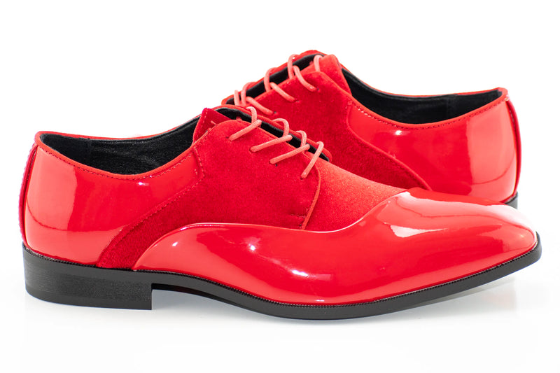 Red Velvet and Patent Leather Lace-Up