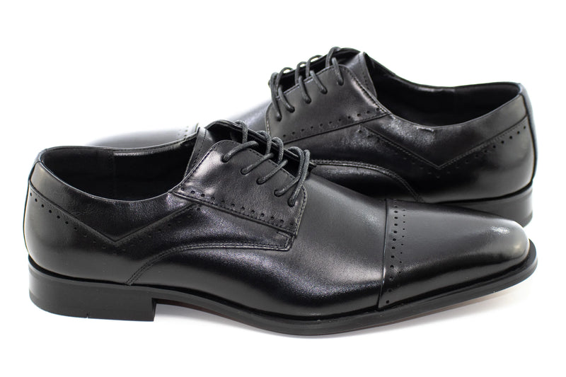 Black Cap-Toe Lace-Ups Derby Shoes