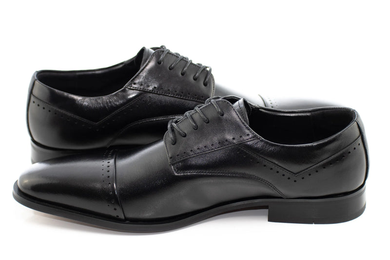 Black Cap-Toe Lace-Ups Derby Shoes