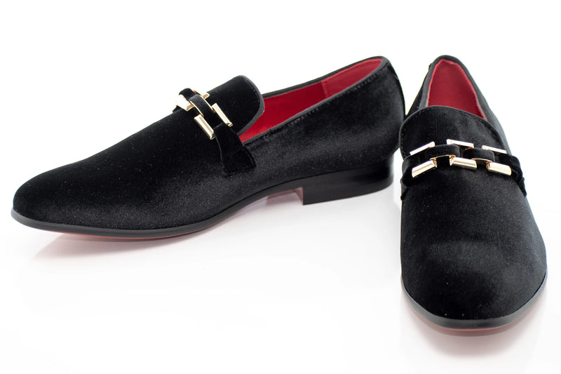 Velvet Chain-Bit Smoking Loafer