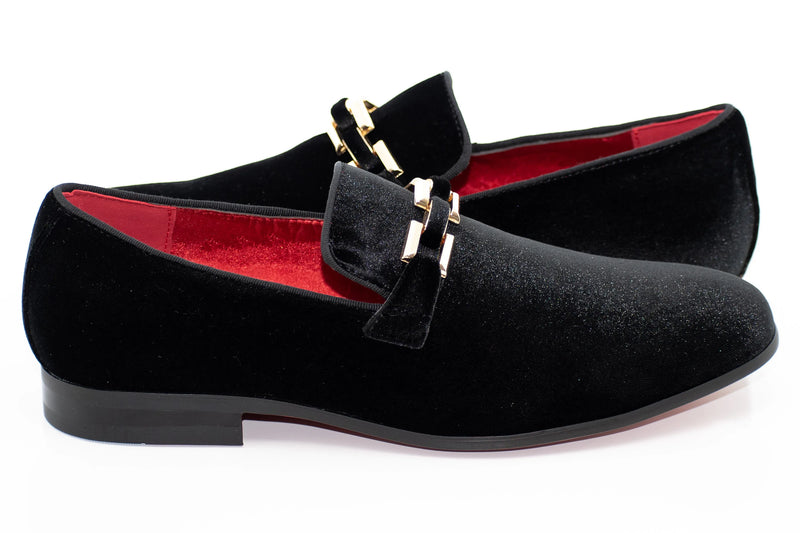 Velvet Chain-Bit Smoking Loafer